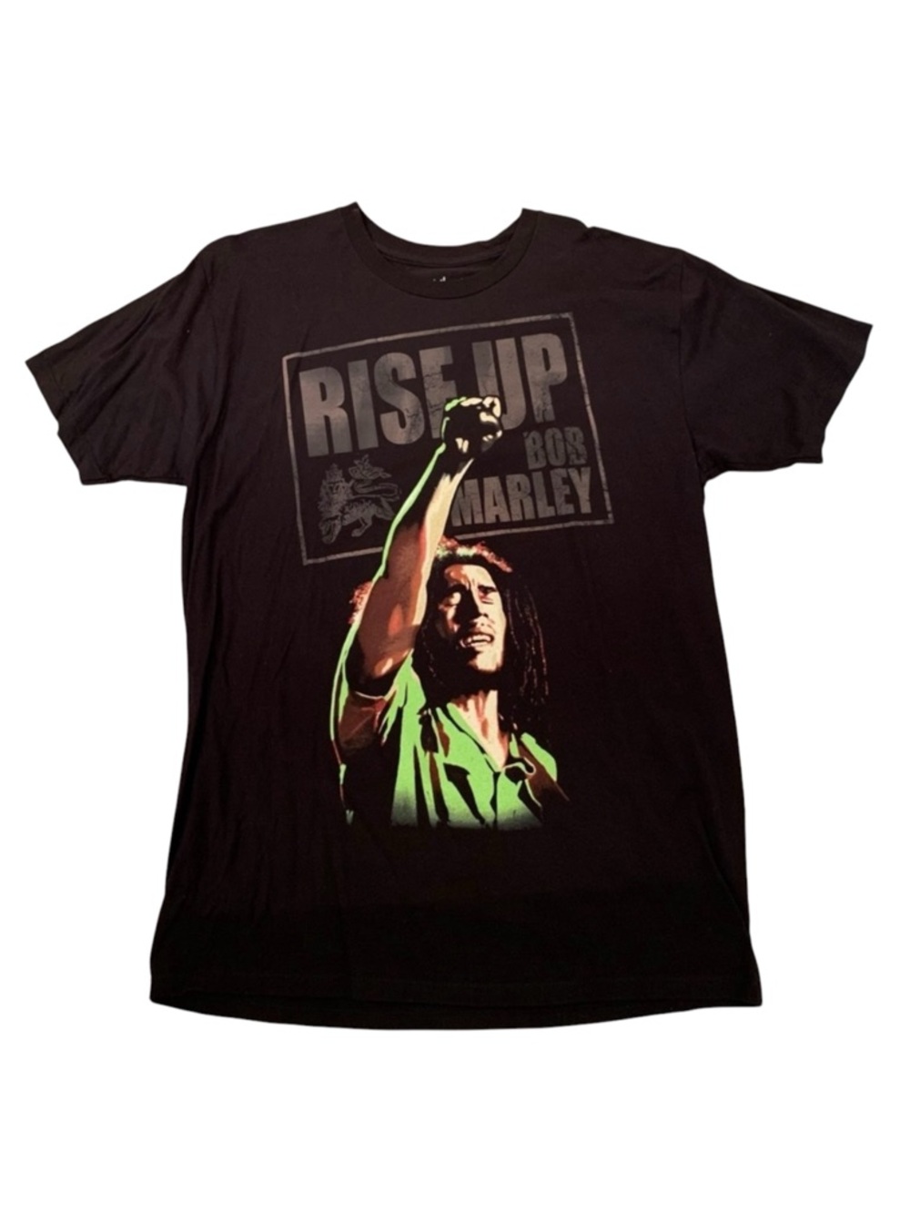 Bob Marley Black Graphic T Shirt Rise Up Crew Neck Men’s Large and XL